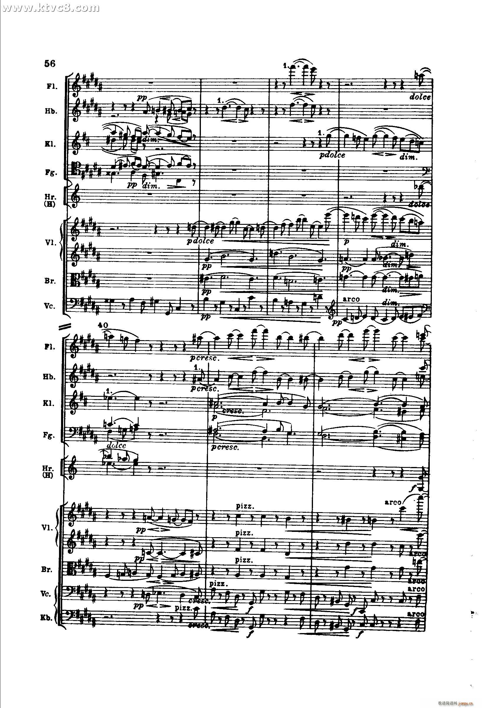勃拉姆斯第二交响曲 第二乐章 不太慢的柔版(总谱)6