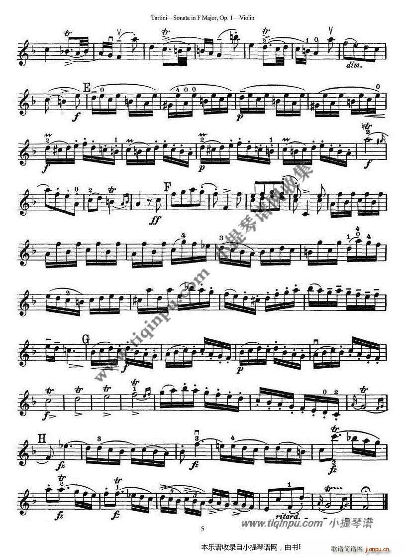 塔蒂尼F大调小提琴奏鸣曲 op 1(小提琴谱)5