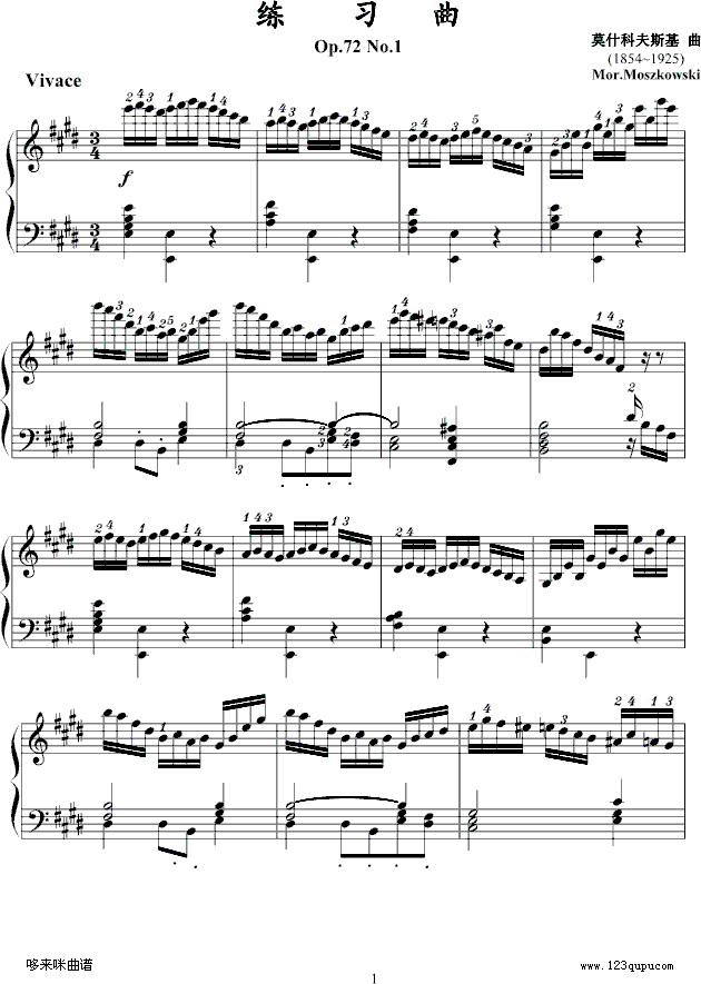 练习曲Op.72No.1-莫什科夫斯基(钢琴谱)1