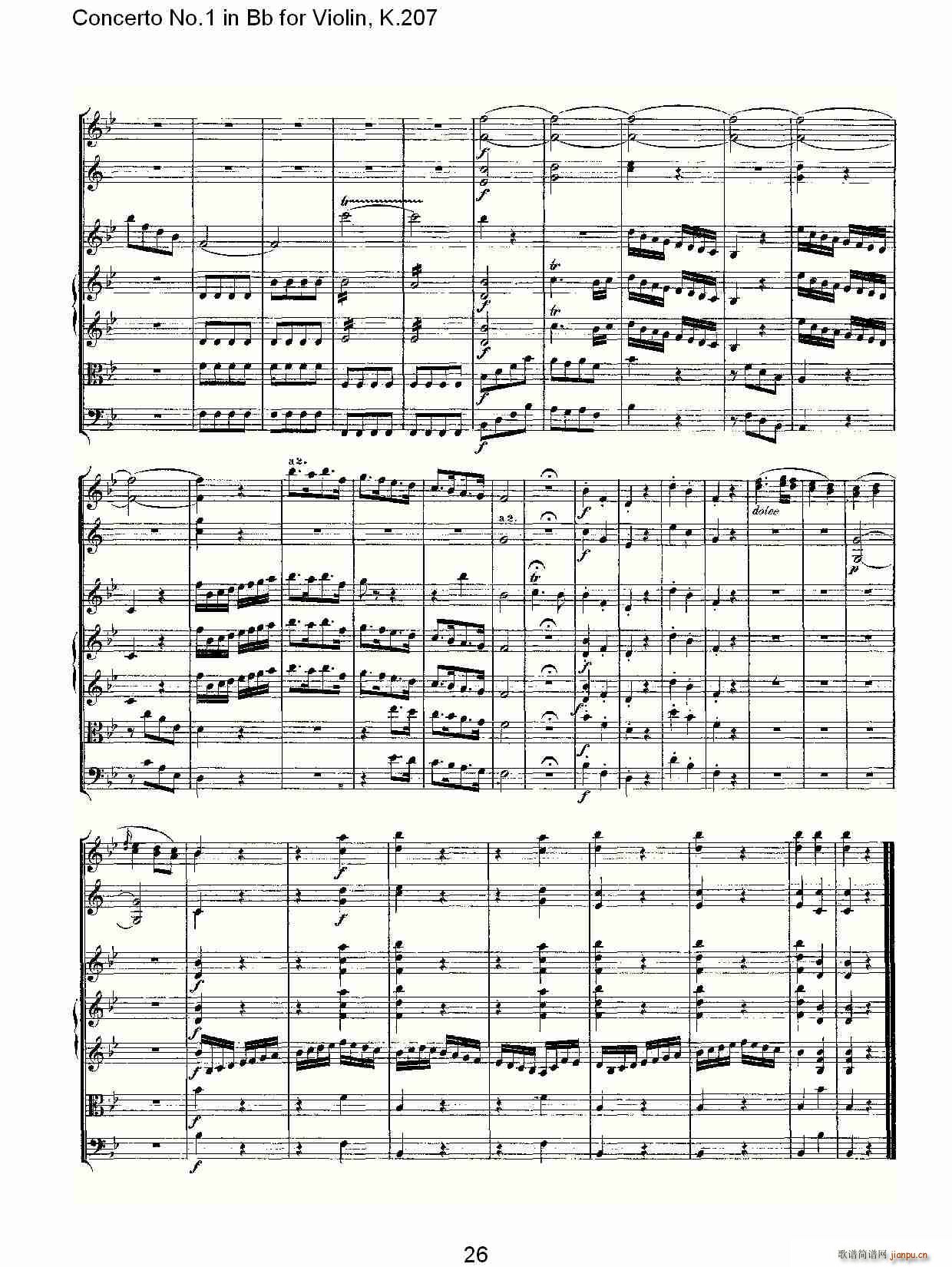 Concerto No.1 in Bb for Violin, K.207(小提琴谱)26