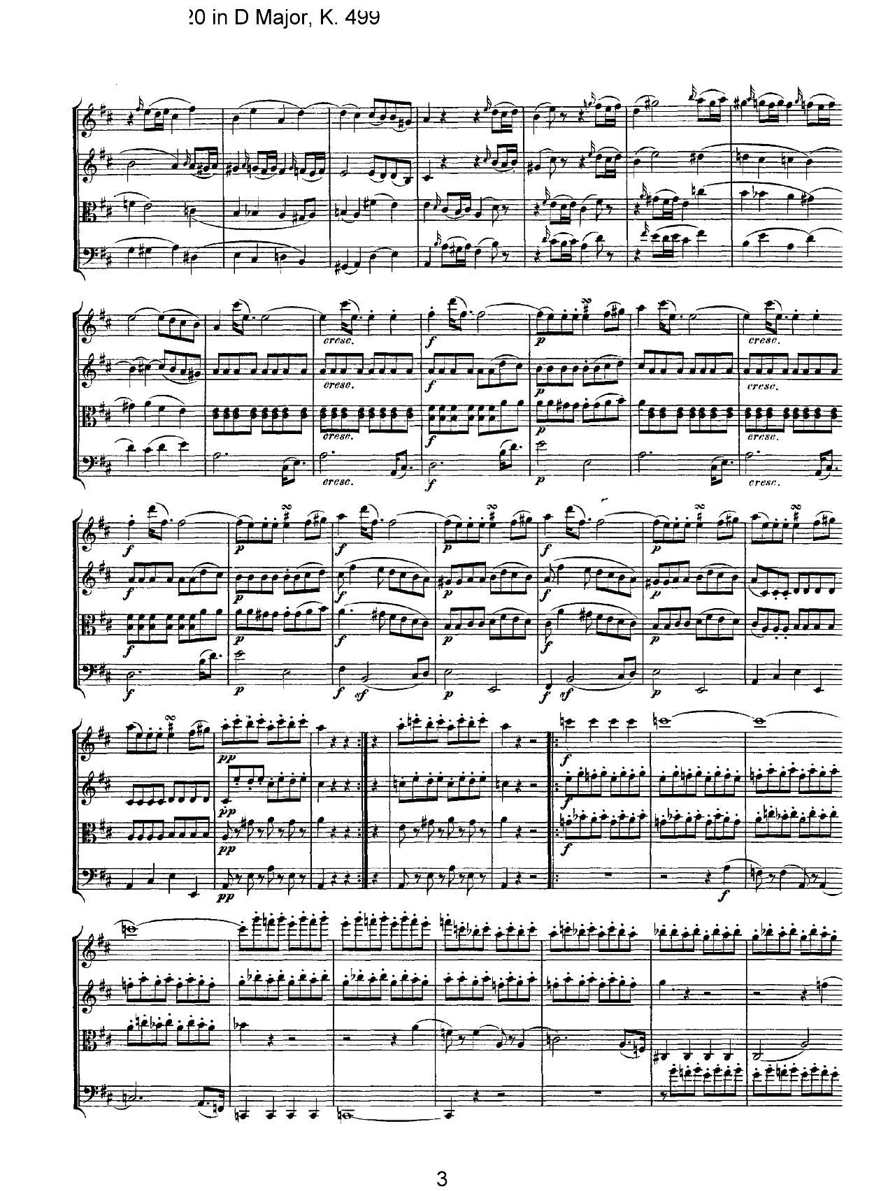 Mozart Quartet No 20 in D Major K 499(总谱)3