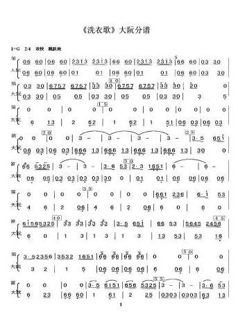 洗衣歌大阮分譜(總譜)1