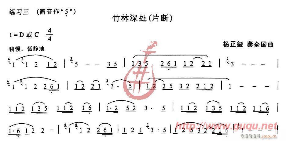 指震音与气震音练习(葫芦丝谱)3