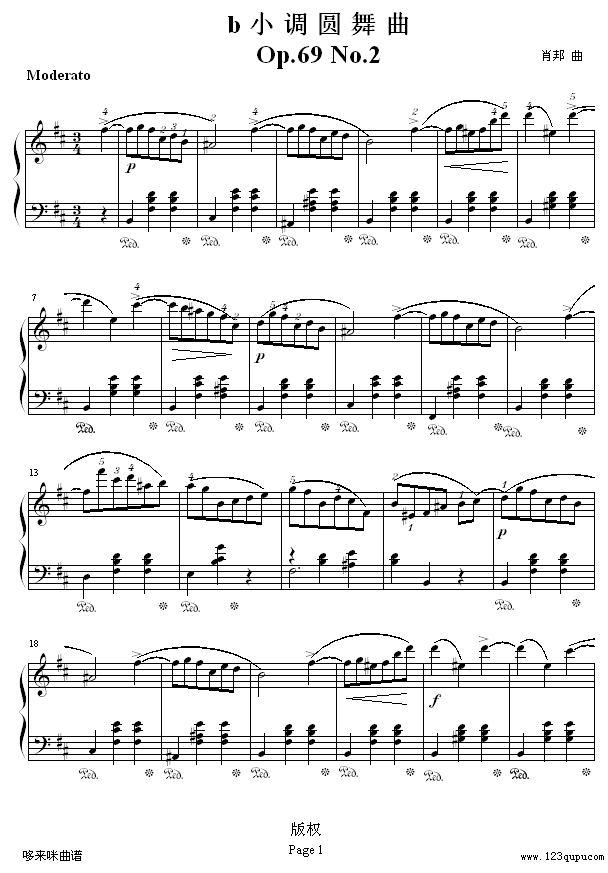 b小调圆舞曲Op.69No.2-肖邦(钢琴谱)1