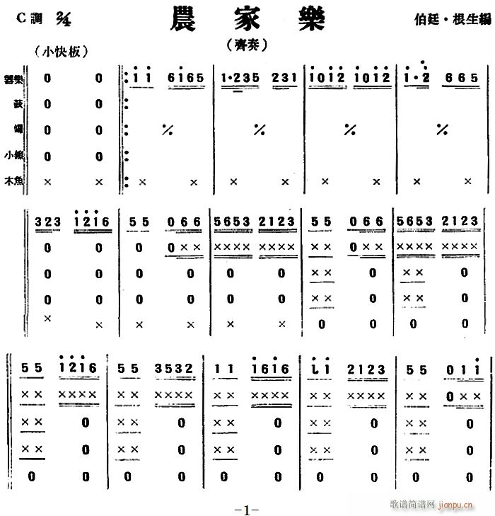 農(nóng)家樂 民樂合奏(總譜)1