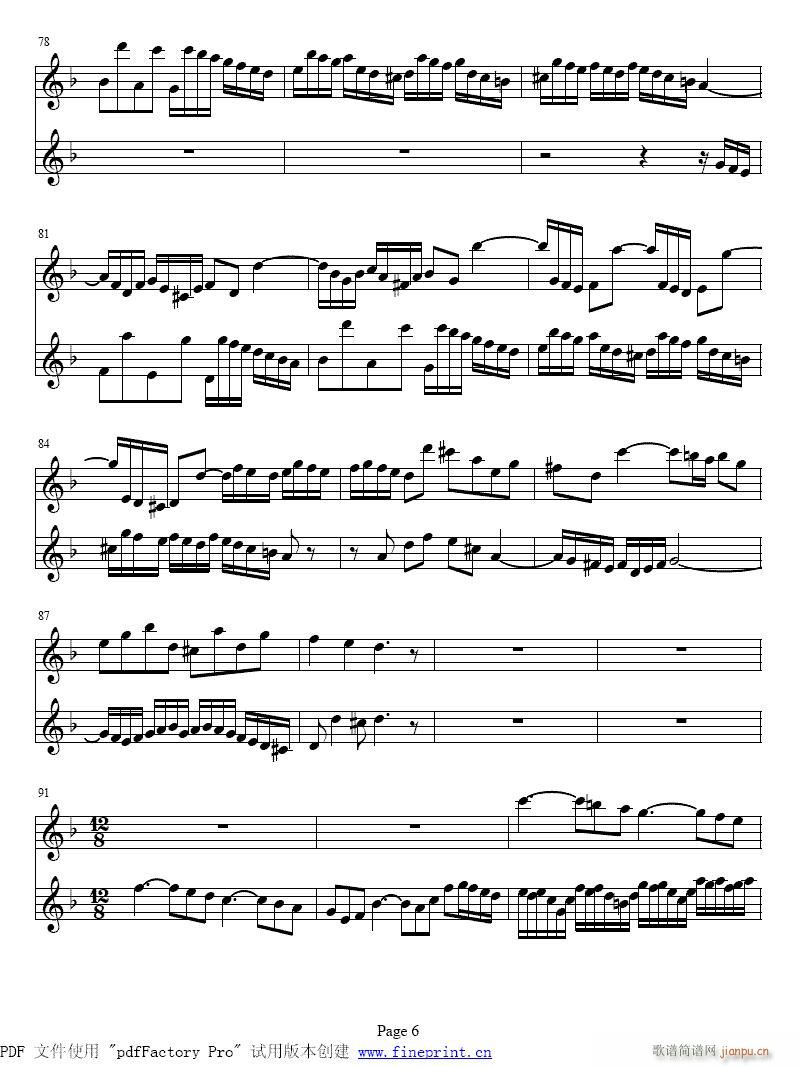 d小调两支小提琴协奏曲1-7提琴(小提琴谱)6